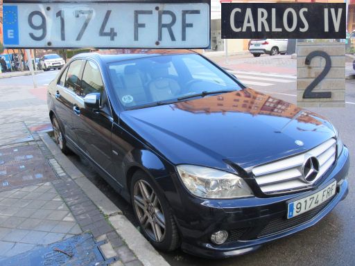 Veh&iacute;culos abandonados, verlassene Fahrzeuge, Madrid, Spanien, Mercedes-Benz C220 CDI, Kennzeichen 9174 FRF, Erstzulassung Juni 2007, Calle Carlos IV 2, 28037 Madrid im Februar 2026