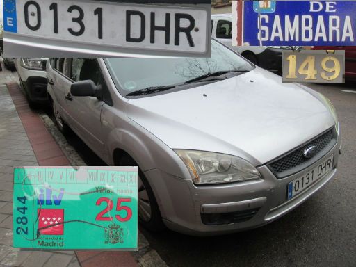 Veh&iacute;culos abandonados, verlassene Fahrzeuge, Madrid, Spanien, Ford Focus, Kennzeichen 0131 DHR, Erstzulassung Januar 2005, Calle Sambara 149, 28027 Madrid im Februar 2026