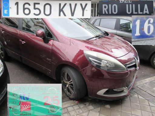 Veh&iacute;culos abandonados, verlassene Fahrzeuge, Madrid, Spanien, Renault Scenic dCi, Kennzeichen 1650 KVY, Erstzulassung April 2019, Calle Rio Ulla 16, 28021 Madrid im Februar 2026