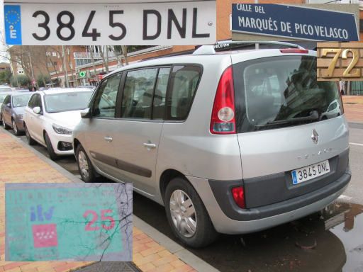 Veh&iacute;culos abandonados, verlassene Fahrzeuge, Madrid, Spanien, Renault Espace, Kennzeichen 3845 DNL, Erstzulassung Januar 2005, Calle Marques de Pico Velasco 72, 28027 Madrid im Februar 2026