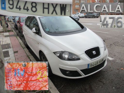 Veh&iacute;culos abandonados, verlassene Fahrzeuge, Madrid, Spanien, Seat Altea XL TSI, Kennzeichen 9448 HXW, Erstzulassung Juni 2014, Calle Alcala 476, 28027 Madrid im Februar 2026