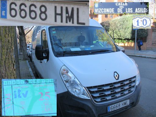 Veh&iacute;culos abandonados, verlassene Fahrzeuge, Madrid, Spanien, Renault Master, Kennzeichen 6668 HML, Erstzulassung Oktober 2012, Calle Vizconde de los Asilos 10, 28027 Madrid im Februar 2026