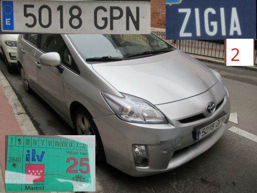 Veh&iacute;culos abandonados, verlassene Fahrzeuge, Madrid, Spanien, Toyota Prius, Kennzeichen 5018 GPN, Erstzulassung September 2009, Calle Zigia 2, 28027 Madrid im Januar 2026