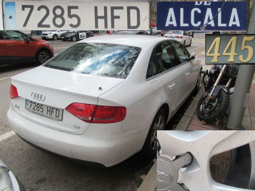 Veh&iacute;culos abandonados, verlassene Fahrzeuge, Madrid, Spanien, Audi A4 TDI, Kennzeichen 7285 HFD, Erstzulassung Juni 2011, Calle Alcala 445, 28027 Madrid im Januar 2026