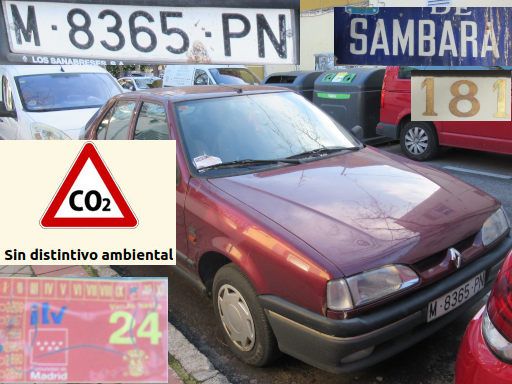 Veh&iacute;culos abandonados, verlassene Fahrzeuge, Madrid, Spanien, Renault 19, Kennzeichen M 8365 PN, Erstzulassung M&auml;rz 1994, Calle Sambara 181, 28027 Madrid im Januar 2026