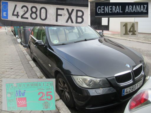 Veh&iacute;culos abandonados, verlassene Fahrzeuge, Madrid, Spanien, BMW 320d, Kennzeichen 4280 FXB, Erstzulassung Oktober 2007, Calle General Aranaz 14, 28027 Madrid im Januar 2026