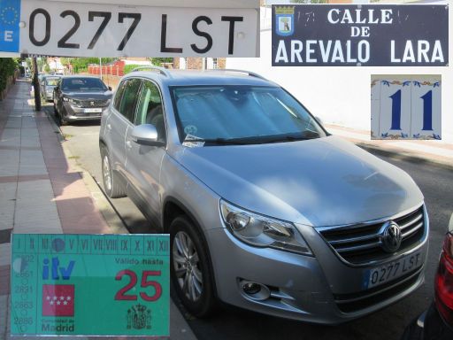Vehículos abandonados, verlassene Fahrzeuge, Madrid, Spanien, Volkswagen Tiguan TDI, Kennzeichen 0277 LST, Erstzulassung September 2001, Calle Arevalo Lara 11, 28027 Madrid im Juli 2025