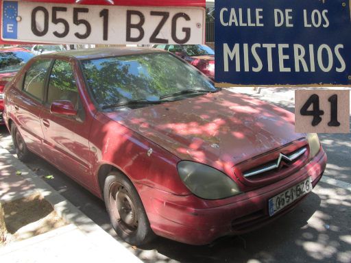 Vehículos abandonados, verlassene Fahrzeuge, Madrid, Spanien, Citroën Xsara HDi, Kennzeichen 0551 BZG, Erstzulassung September 2002, Calle Los Misterios 41, 28027 Madrid im Juli 2025