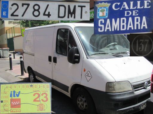 Vehículos abandonados, verlassene Fahrzeuge, Madrid, Spanien, Fiat Ducato, Kennzeichen 2784 DMT, Erstzulassung Januar 2005, Calle Sambara 137, 28027 Madrid im Juli 2025