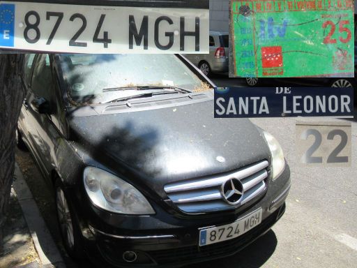 Vehículos abandonados, verlassene Fahrzeuge, Madrid, Spanien, Mercedes-Benz B200 CDI, Kennzeichen 8724 MGH, Erstzulassung April 2023, Calle Santa Leonor 22, 28037 Madrid im Juli 2025