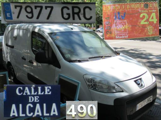 Vehículos abandonados, verlassene Fahrzeuge, Madrid, Spanien, Peugeot Partner, Kennzeichen 7977 GRC, Erstzulassung Oktober 2009, Calle Alcala 490, 28027 Madrid im Juli 2025