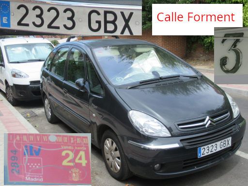Vehículos abandonados, verlassene Fahrzeuge, Madrid, Spanien, Citroën Xsara, Kennzeichen 2323 GBX, Erstzulassung März 2008, Calle Forment 3, 28027 Madrid im Juli 2025