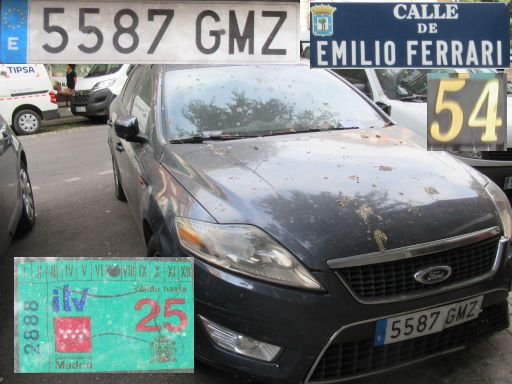 Vehículos abandonados, verlassene Fahrzeuge, Madrid, Spanien, Ford Mondeo TDCi, Kennzeichen 5587 GMZ, Erstzulassung Juni 2009, Calle Emilio Ferrari 54, 28021 Madrid im Juli 2025