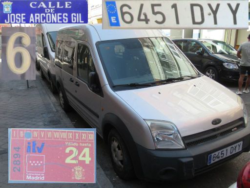 Vehículos abandonados, verlassene Fahrzeuge, Madrid, Spanien, Ford Tourneo Connect, Kennzeichen 6451 DYY, Erstzulassung Januar 2005, Calle Jose Arcones Gil 6, 28021 Madrid im Juli 2025