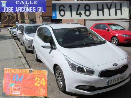Vehículos abandonados, verlassene Fahrzeuge, Madrid, Spanien, Kia Ceed, Kennzeichen 6148 HYH, Erstzulassung Juli 2014, Calle Jose Arcones Gil 22, 28021 Madrid im Juli 2025