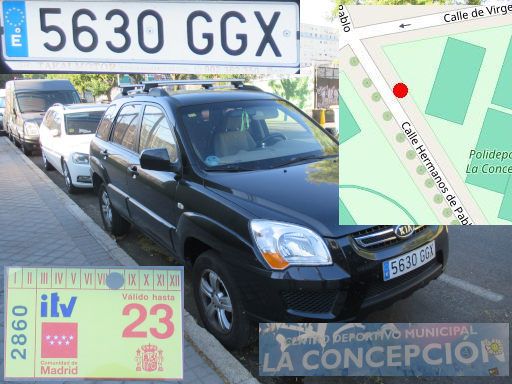 Vehículos abandonados, verlassene Fahrzeuge, Madrid, Spanien, Kia Sportage, Kennzeichen 5630 GGX, Erstzulassung August 2008, Calle Hermanos de Pablo, 28027 Madrid im Juli 2025