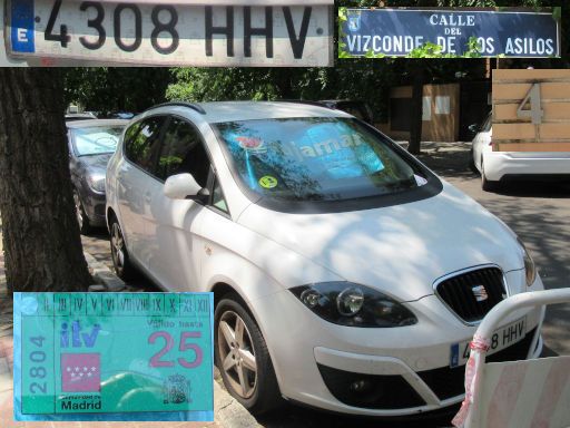 Vehículos abandonados, verlassene Fahrzeuge, Madrid, Spanien, Seat Altea XL, Kennzeichen 4308 HHV, Erstzulassung Februar 2012, Calle Vizconde de los Asilos 4, 28027 Madrid im Juli 2025