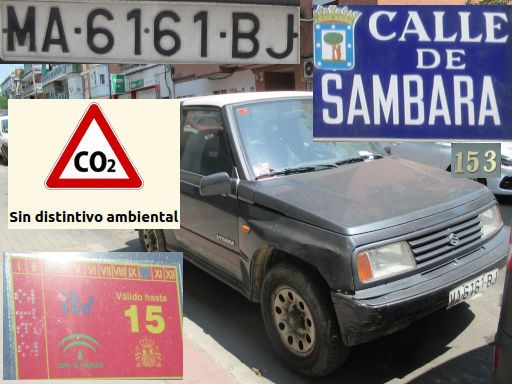 Vehículos abandonados, verlassene Fahrzeuge, Madrid, Spanien, Suzuki JLX, Kennzeichen MA 6161 BJ, Erstzulassung Juni 1993, Calle Sambara 153, 28027 Madrid im Juli 2025