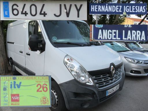 Veh&iacute;culos abandonados, verlassene Fahrzeuge, Madrid, Spanien, Renault Master, Kennzeichen 6404 JVY, Erstzulassung Dezember 2016, Calle Hernandez Iglesias / Calle Angel Larra, 28027 Madrid im Juli 2026