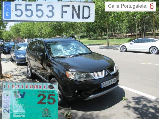 Veh&iacute;culos abandonados, verlassene Fahrzeuge, Madrid, Spanien, Mitsubishi Outlander, Kennzeichen 5553 FND, Erstzulassung April 2007, Calle Portugalete 6, 28017 Madrid im Juli 2026