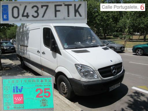 Veh&iacute;culos abandonados, verlassene Fahrzeuge, Madrid, Spanien, Mercedes-Benz Sprinter 313 CDI, Kennzeichen 0437 FTK, Erstzulassung Juli 2007, Calle Portugalete 6, 28017 Madrid im Juli 2026