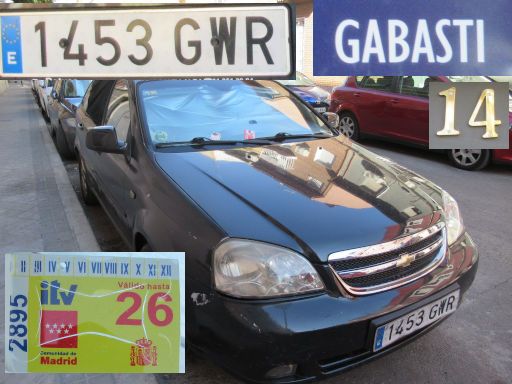 Veh&iacute;culos abandonados, verlassene Fahrzeuge, Madrid, Spanien, Chevrolet Nubira, Kennzeichen 1453 GWR, Erstzulassung Juni 1999, Calle Gabasti, 14, 28027 Madrid im Juli 2026