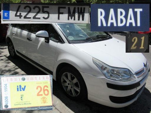 Veh&iacute;culos abandonados, verlassene Fahrzeuge, Madrid, Spanien, Citro&euml;n C4, Kennzeichen 4225 FMW, Erstzulassung M&auml;rz 2007, Calle Rabat 21, 28030 Madrid im Juli 2026