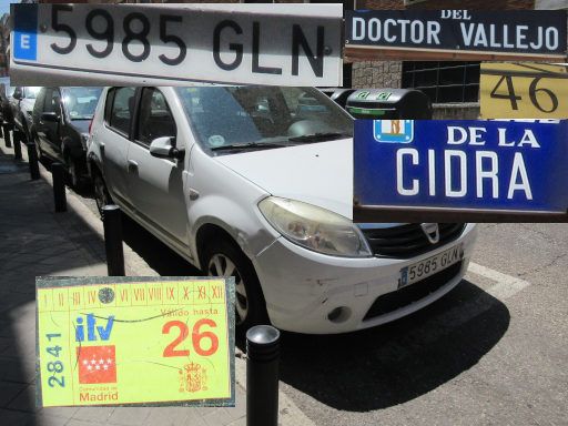 Veh&iacute;culos abandonados, verlassene Fahrzeuge, Madrid, Spanien, Dacia Sandero LSDCI, Kennzeichen 5985 GLN, Erstzulassung M&auml;rz 2009, Calle Doctor Vallejo 46 / Calle Cidra, 28027 Madrid im Juli 2026