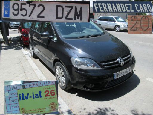 Veh&iacute;culos abandonados, verlassene Fahrzeuge, Madrid, Spanien, Volkswagen Golf Plus 2.0 TDI, Kennzeichen 9572 DZM, Erstzulassung Mai 2006, Calle Fernandez Caro 20, 28027 Madrid im Juli 2026