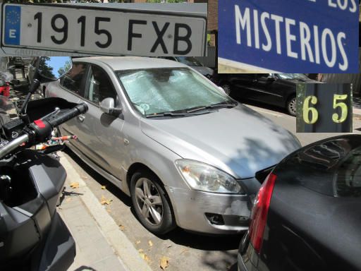 Veh&iacute;culos abandonados, verlassene Fahrzeuge, Madrid, Spanien, Kia, Kennzeichen 1915 FXB, Erstzulassung Oktober 2007, Calle Misterios 65, 28027 Madrid im Juli 2026