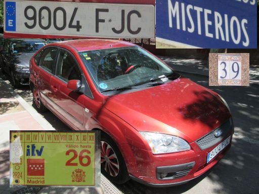 Veh&iacute;culos abandonados, verlassene Fahrzeuge, Madrid, Spanien, Ford Focus, Kennzeichen 9004 FJC, Erstzulassung November 2006, Calle Misterios 39, 28027 Madrid im Juli 2026