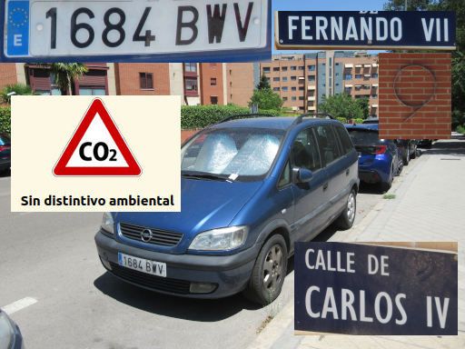 Veh&iacute;culos abandonados, verlassene Fahrzeuge, Madrid, Spanien, Opel Zafira, Kennzeichen 1684 BMV, Erstzulassung Juni 2002, Calle Fernando VII 9 / Calle Carlos IV, 28037 Madrid im Juli 2026