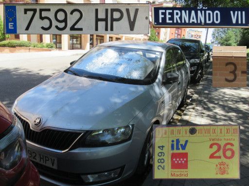 Veh&iacute;culos abandonados, verlassene Fahrzeuge, Madrid, Spanien, Skoda Rapid TDI, Kennzeichen 7592 HPV, Erstzulassung April 2013, Calle Fernando VII 3, 28037 Madrid im Juli 2026