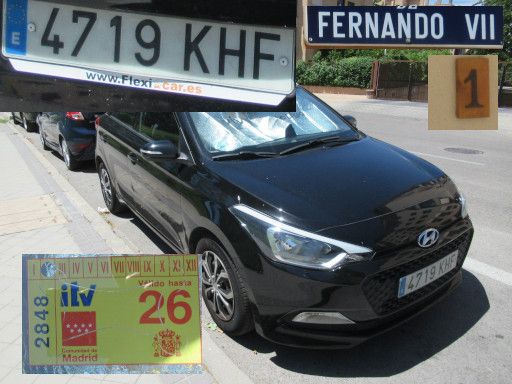 Veh&iacute;culos abandonados, verlassene Fahrzeuge, Madrid, Spanien, Hyundai i20, Kennzeichen 4719 KHF, Erstzulassung Januar 2018, Calle Fernando VII 1, 28037 Madrid im Juli 2026