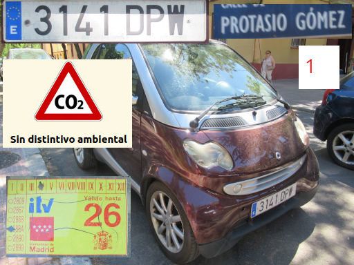 Veh&iacute;culos abandonados, verlassene Fahrzeuge, Madrid, Spanien, Smart fortwo, Kennzeichen 3141 DPW, Erstzulassung Januar 2005, Calle Protasio Gomez 1, 28027 Madrid im Juli 2026