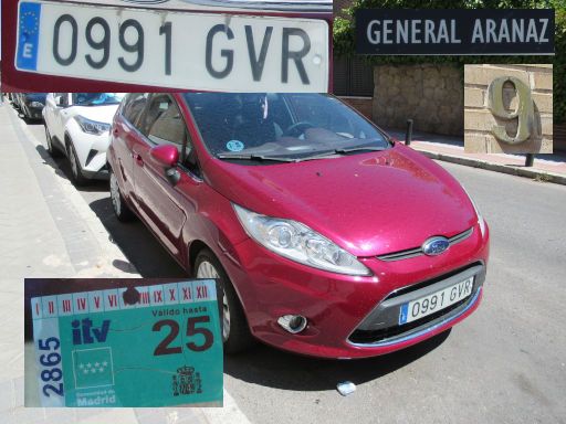 Veh&iacute;culos abandonados, verlassene Fahrzeuge, Madrid, Spanien, Ford Fiesta, Kennzeichen 0991 GVR, Erstzulassung April 2010, Calle General Aranaz 9, 28027 Madrid im Juli 2026