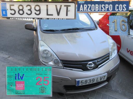 Veh&iacute;culos abandonados, verlassene Fahrzeuge, Madrid, Spanien, Nissan Note dCi, Kennzeichen 5839 LVT, Erstzulassung Dezember 2021, Calle Arzobispo Cos 16, 28027 Madrid im Juli 2026