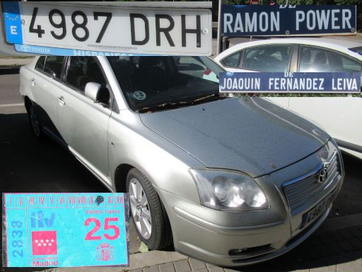 Veh&iacute;culos abandonados, verlassene Fahrzeuge, Madrid, Spanien, Toyota Avensis D4D, Kennzeichen 4987 DRH, Erstzulassung Januar 2005, Calle Ramon Power, 28043 Madrid im Juli 2026