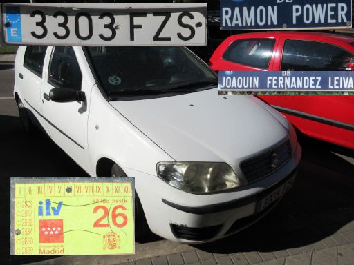 Veh&iacute;culos abandonados, verlassene Fahrzeuge, Madrid, Spanien, Fiat Punto MultiJet, Kennzeichen 3303 FZS, Erstzulassung Februar 2008, Calle Ramon Power, 28043 Madrid im Juli 2026