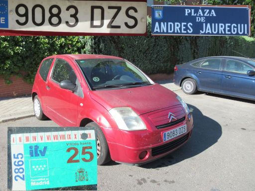 Veh&iacute;culos abandonados, verlassene Fahrzeuge, Madrid, Spanien, Citro&euml;n C2, Kennzeichen 9083 DZS, Erstzulassung Mai 2006, Plaza Andres Jauregui 7, 28043 Madrid im Juli 2026