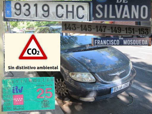 Veh&iacute;culos abandonados, verlassene Fahrzeuge, Madrid, Spanien, Chrysler Voyager, Kennzeichen 9319 CHC, Erstzulassung April 2003, Calle Silvano 143, 28043 Madrid im Juli 2026
