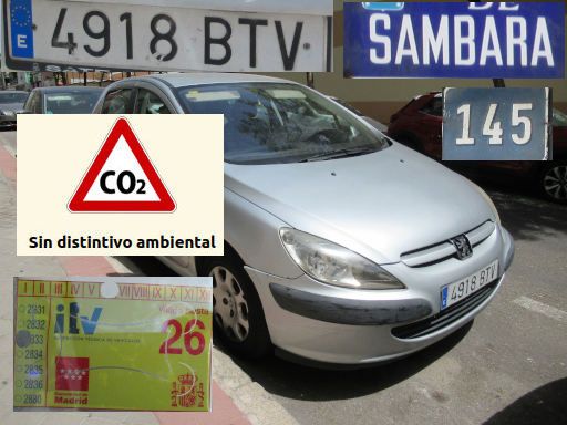 Veh&iacute;culos abandonados, verlassene Fahrzeuge, Madrid, Spanien, Peugeot 307 HDI, Kennzeichen 4918 BTV, Erstzulassung M&auml;rz 2002, Calle Sambara 145, 28027 Madrid im Juli 2026