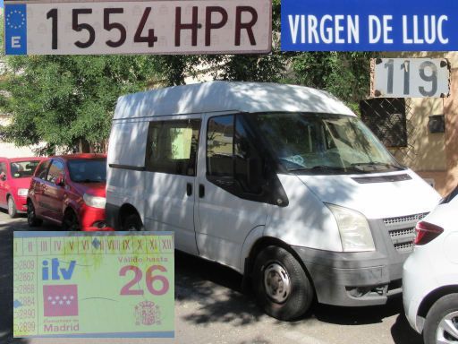 Veh&iacute;culos abandonados, verlassene Fahrzeuge, Madrid, Spanien, Ford Transit, Kennzeichen 1554 HPR, Erstzulassung April 2013, Calle Virgen de Lluc 119, 28027 Madrid im Juli 2026