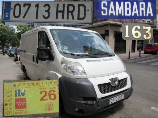 Veh&iacute;culos abandonados, verlassene Fahrzeuge, Madrid, Spanien, Peugeot Boxer, Kennzeichen 0713 HRD, Erstzulassung Mai 2013, Calle Sambara 163, 28027 Madrid im Juli 2026