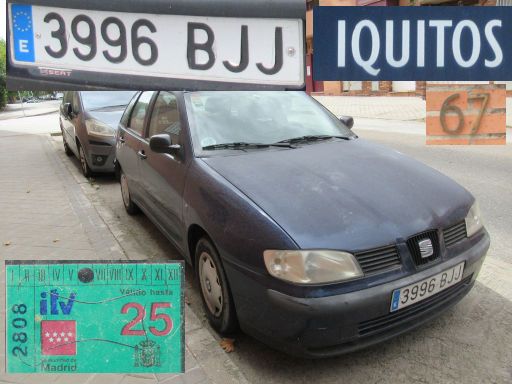 Veh&iacute;culos abandonados, verlassene Fahrzeuge, Madrid, Spanien, Seat Ibiza, Kennzeichen 3996 BJJ, Erstzulassung Mai 2001, Calle Iquitos 67, 28027 Madrid im Juli 2026