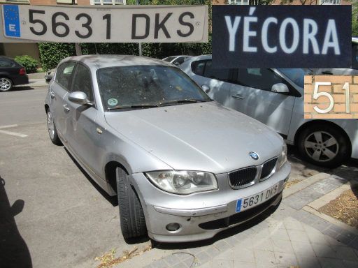 Veh&iacute;culos abandonados, verlassene Fahrzeuge, Madrid, Spanien, BMW 120d, Kennzeichen 5631 DKS, Erstzulassung Januar 2005, Calle Yecora 51, 28022 Madrid im Juli 2026