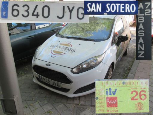Veh&iacute;culos abandonados, verlassene Fahrzeuge, Madrid, Spanien, Ford Fiesta, Kennzeichen 6340 JYG, Erstzulassung April 2017, Calle San Sotero 10, 28037 Madrid im Juli 2026