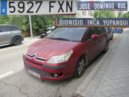 Veh&iacute;culos abandonados, verlassene Fahrzeuge, Madrid, Spanien, Citro&euml;n C4, Kennzeichen 5927 FXN, Erstzulassung November 2007, Calle Jose Domingo Rus, 28043 Madrid im Juli 2026