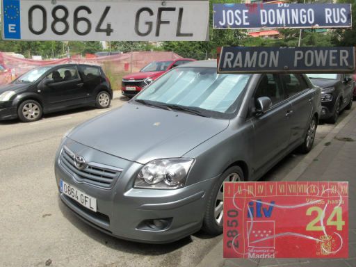 Veh&iacute;culos abandonados, verlassene Fahrzeuge, Madrid, Spanien, Toyota Avensis D4D, Kennzeichen 0864 GFL, Erstzulassung Juni 2008, Calle Jose Domingo Rus / Calle Ramon Power, 28043 Madrid im Juli 2026