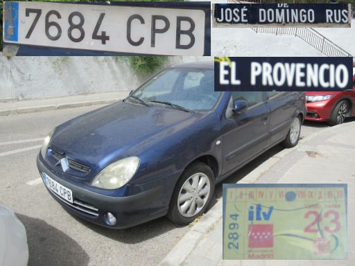 Veh&iacute;culos abandonados, verlassene Fahrzeuge, Madrid, Spanien, Citro&euml;n Xsara, Kennzeichen 7684 CPB, Erstzulassung November 2003, Calle Jose Domingo Rus / Calle El Provencio, 28043 Madrid im Juli 2026